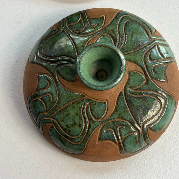 Vintage Dome Lid Butter Dish Art Studio Pottery Covered 2Piece Artist Signed 70s - Picture 6 of 14